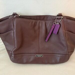 Dark Mauve/Purple Coach Leather Tote Bag